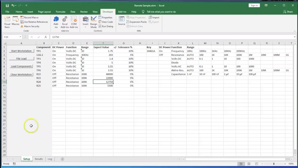 remote control Interface in Excel